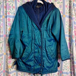 Vintage Forecaster Of Boston Turquoise Metallic Winter Coat With Hood